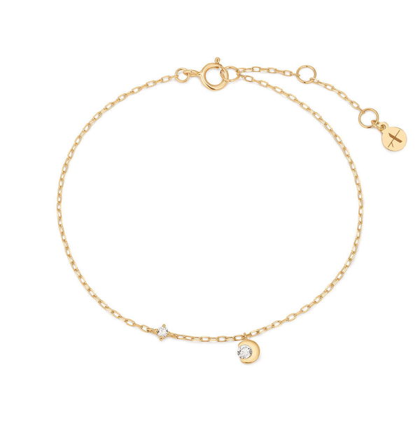 Closeup photo of ROSALIND | Half Moon Bezel Lab Grown Diamond Bracelet – AURELIE GI
