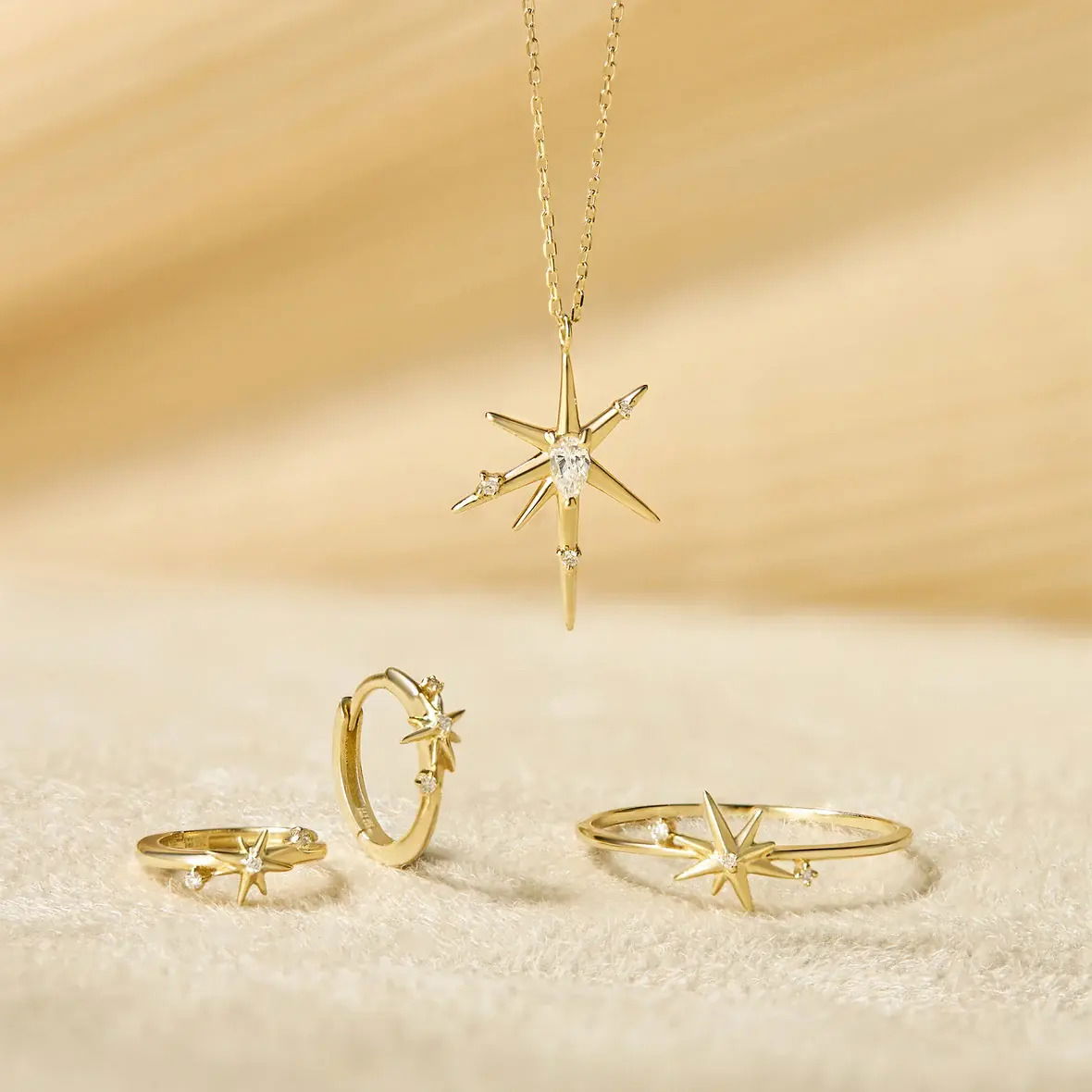 Product Description:An everyday diamond ring with a cosmic twist, this stunning star ring is set with sparkling lab-grown diamonds and crafted from 100% recycled, solid 14kt gold. The perfect celestial piece to wear solo or stack with your go-to rings, our effortlessly chic star ring adds a touch of spiritual charm to any jewellery look.Product Details:• Material: 14kt solid gold with lab-grown diamond• Total carat weight: 0.014ct• Sizes: Available in US 5.5/UK L/EUR 50, 6/UK M/EUR 52, US 7/UK N/EUR 54 and US 8/UK P/EUR 57• Internal diameter: 16.1mm to 18.1mm• Weight: 0.8g 14K Gold Star Diamond Ring Size 7