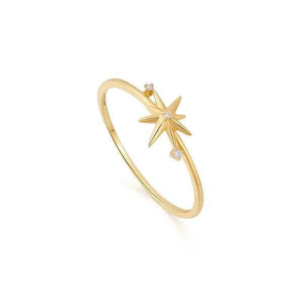 Closeup photo of 14K Gold Star Diamond Ring Size 7
