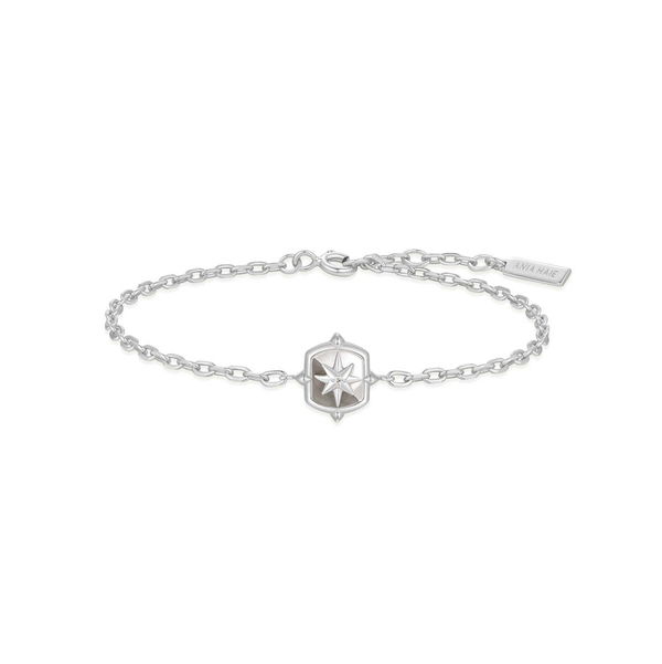 Closeup photo of Silver Colour-Block Mother of Pearl Star Bracelet