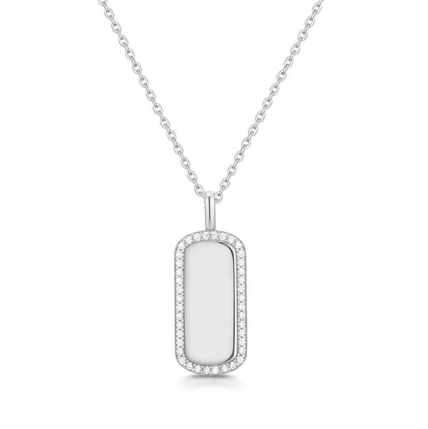 Closeup photo of Silver Sparkling Tag Necklace