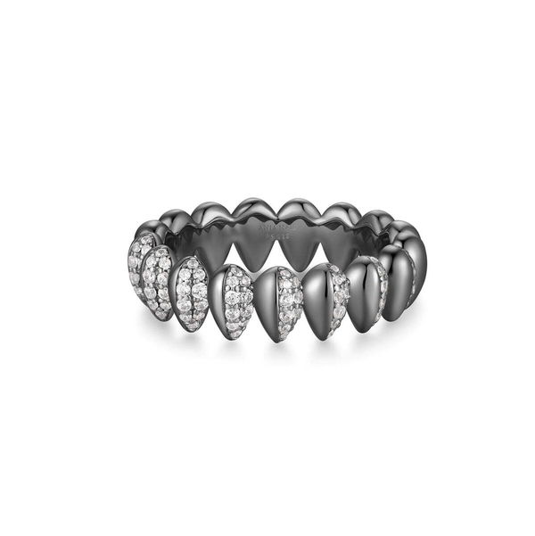 Closeup photo of Black Sparkling Puffy Spike Ring– Ania Haie US