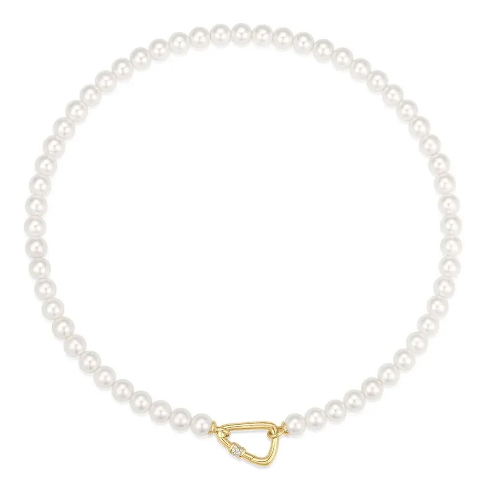 Gold Lobster Clasp Shell Pearl Necklace