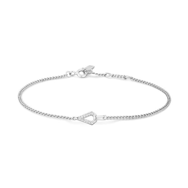 Closeup photo of Silver Geometric Cubic Zirconia Bracelet– Ania Haie US
