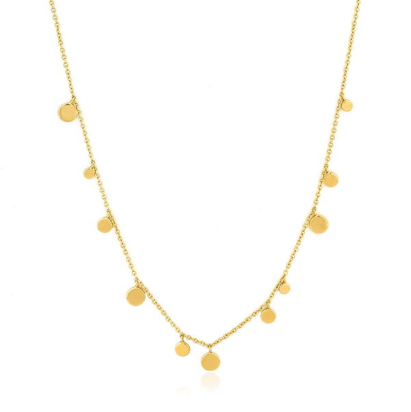 Closeup photo of Gold Geometry Mixed Discs Necklace– Ania Haie US