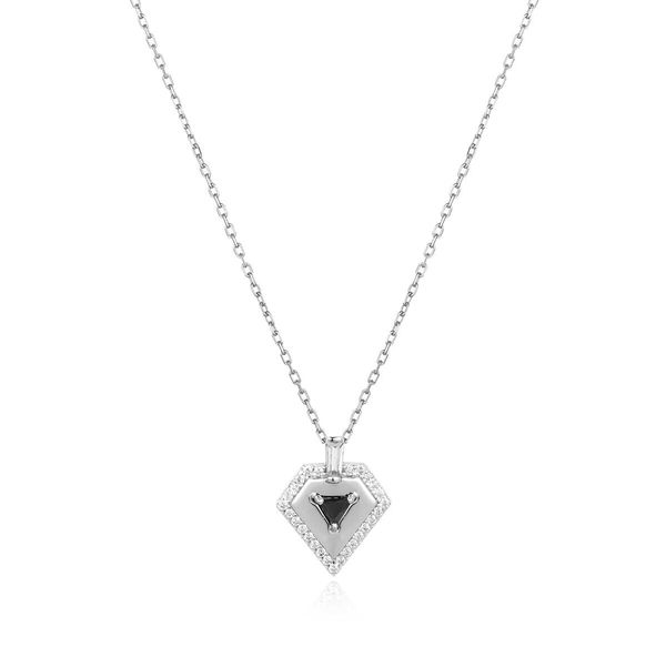 Closeup photo of Silver Geometric Necklace– Ania Haie US
