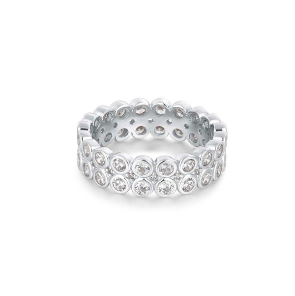 Closeup photo of Silver Double Row Bezel Ring– Ania Haie US
