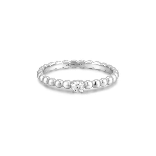 Closeup photo of Silver Cubic Zirconia Round Dome Ring– Ania Haie US