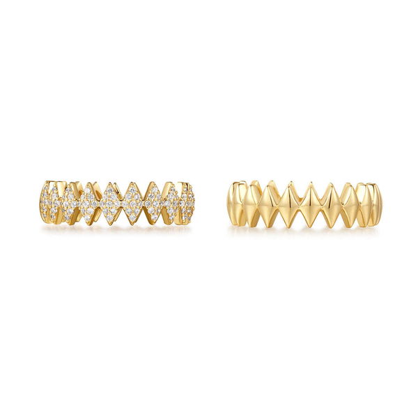 Closeup photo of Gold Half Pavé Sparkle Ring– Ania Haie US