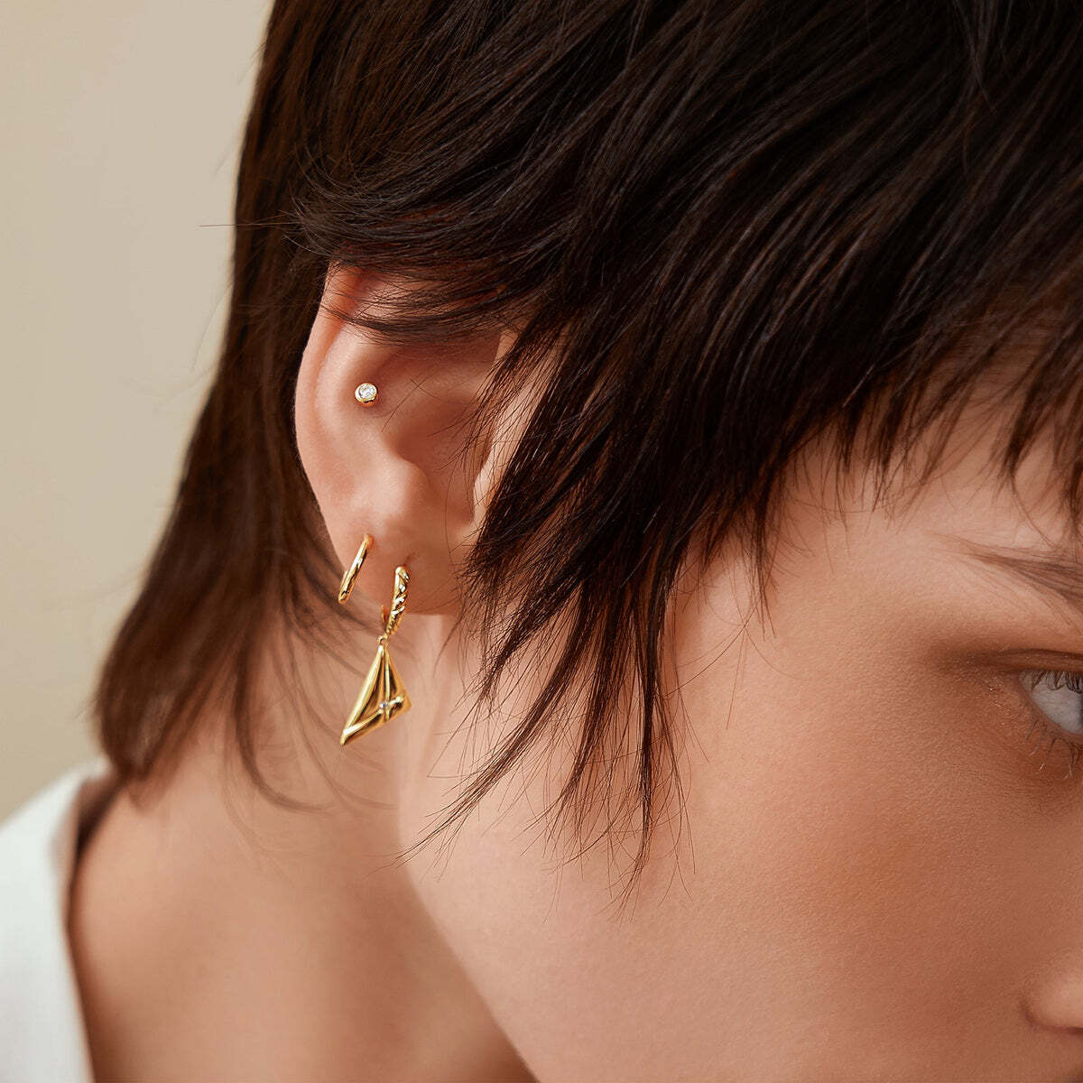 Gold Solitaire Cubic Zirconia Studs– Ania Haie US