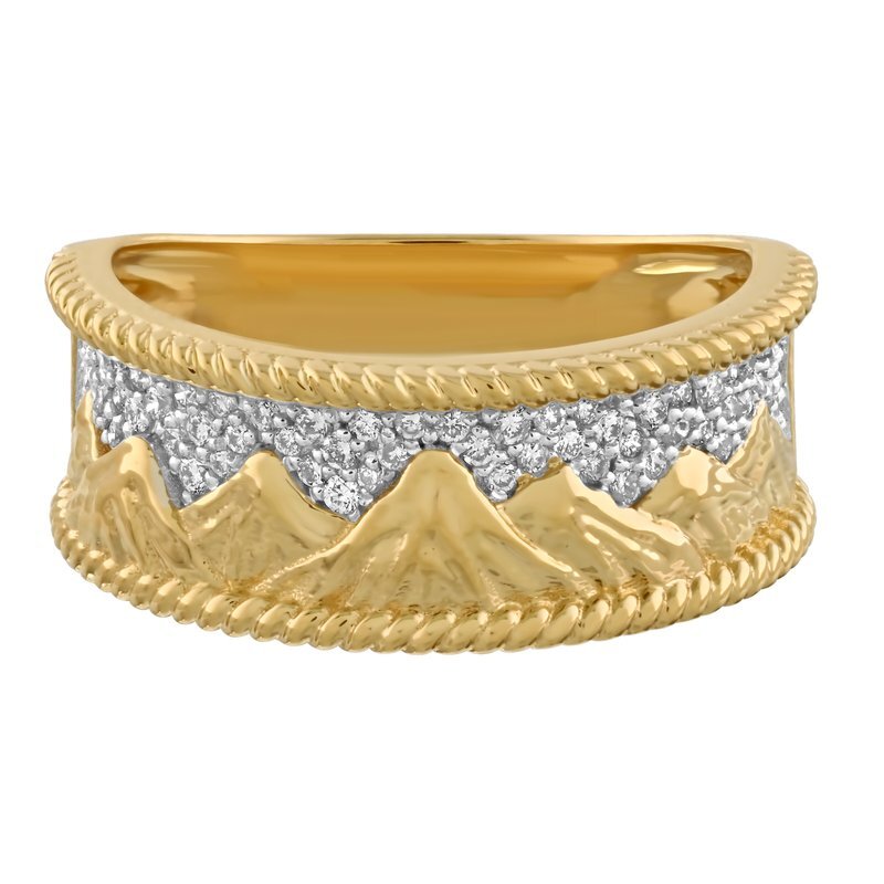 14KY Mountain with Pave Diamond .25 Sky Wide Band Ring 14KY Mountain with Pave Diamond .25 Sky Wide Band Ring