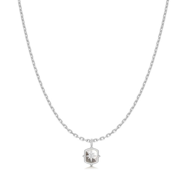 Closeup photo of Silver Colour-Block Mother of Pearl Star Necklace– Ania Haie US