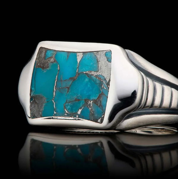 Closeup photo of Sleek Turquoise Inlay Ring