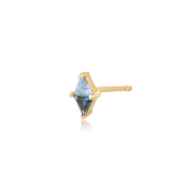 Closeup photo of RAIN | Trillion-cut Blue Topaz Dual-tone Stud Earring