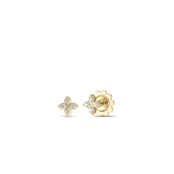 Closeup photo of LOVE IN VERONA SMALL PAVÉ DIAMOND FLOWER STUD EARRINGS