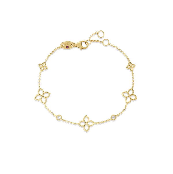 Closeup photo of PRINCIPESSA DIAMOND AND FLOWER STATION BRACELET