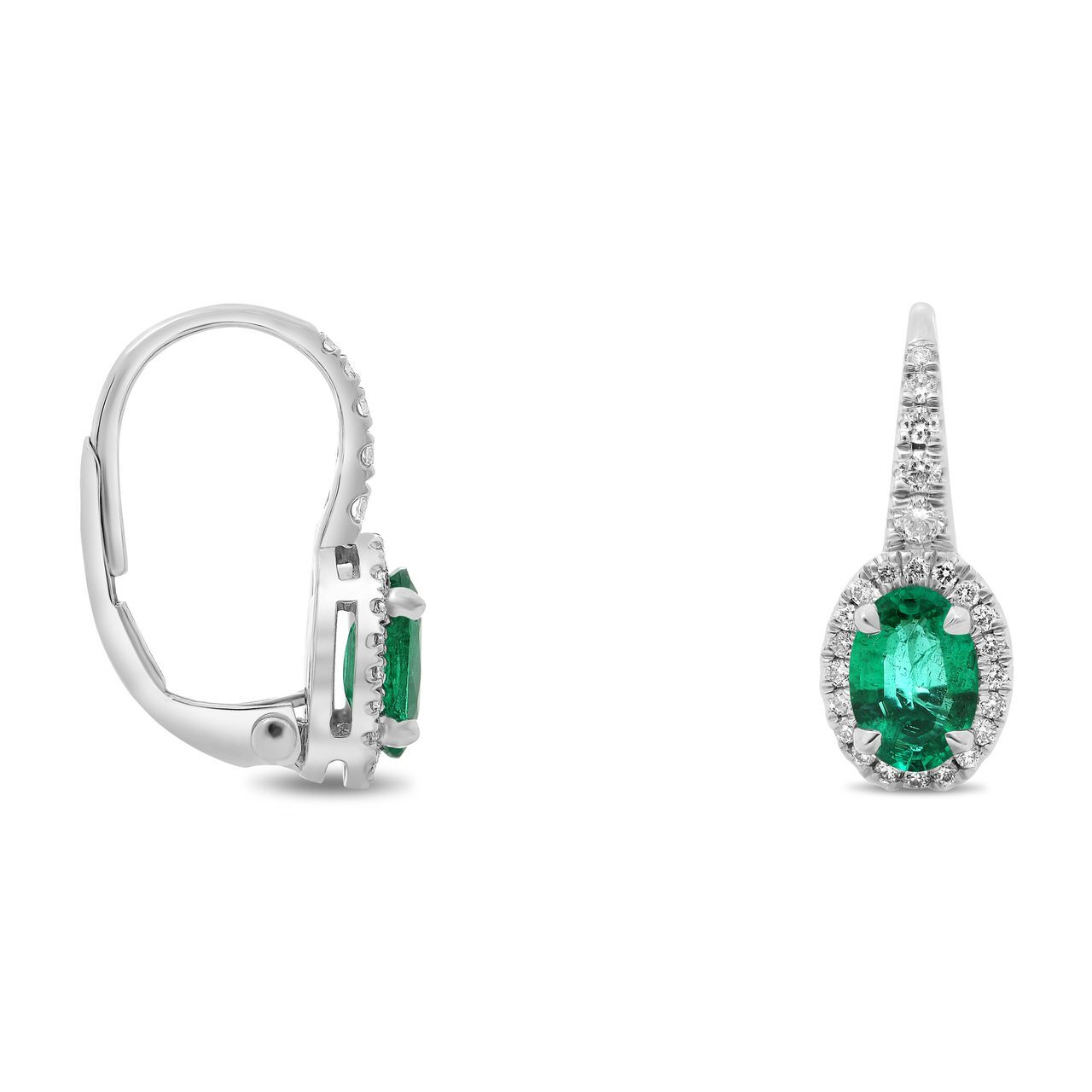 18kw .19ct Diamond and .90ct Emerald Earrings