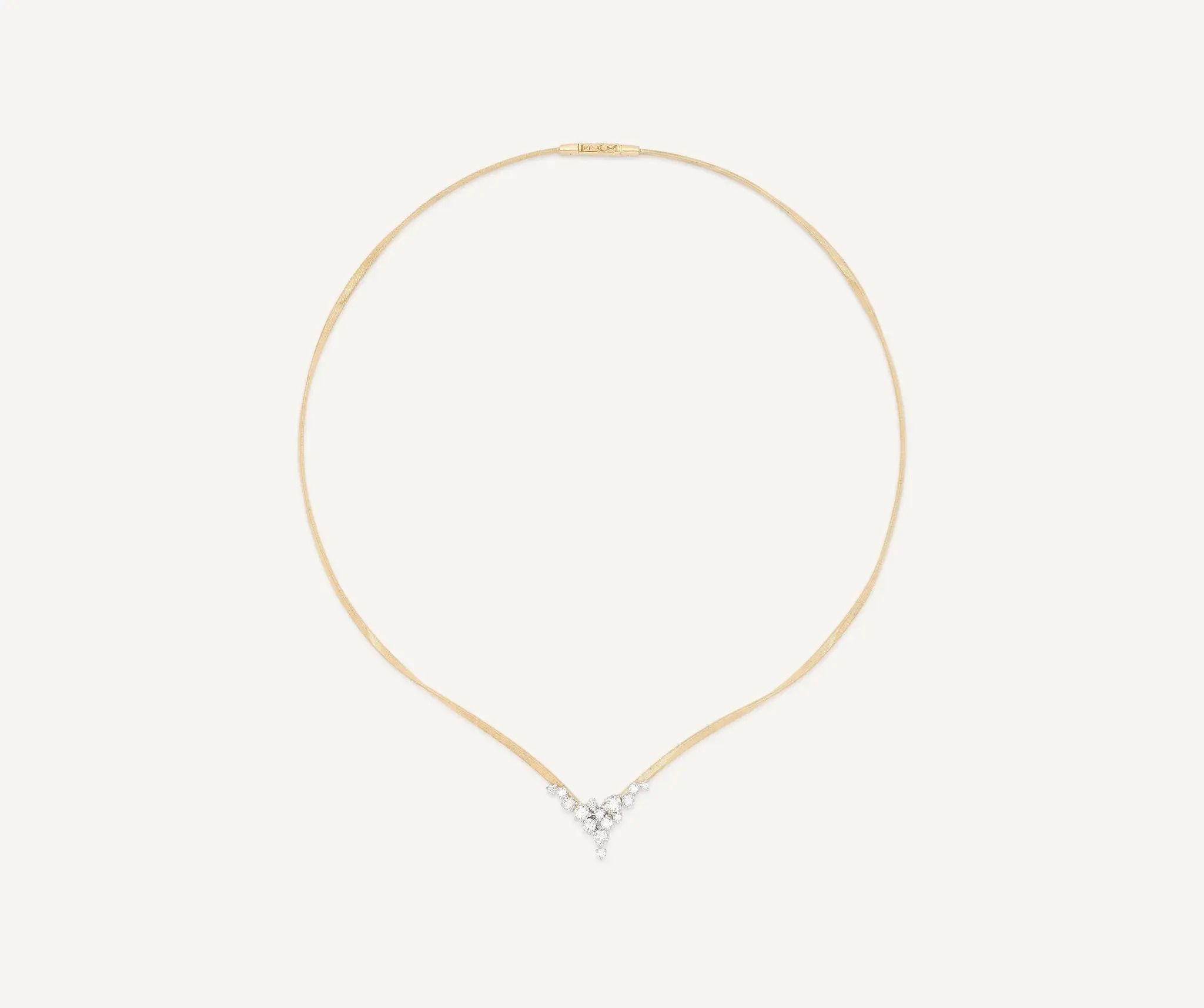 18K Yellow Gold Necklace with Diamond V-Cluster 1.12CT