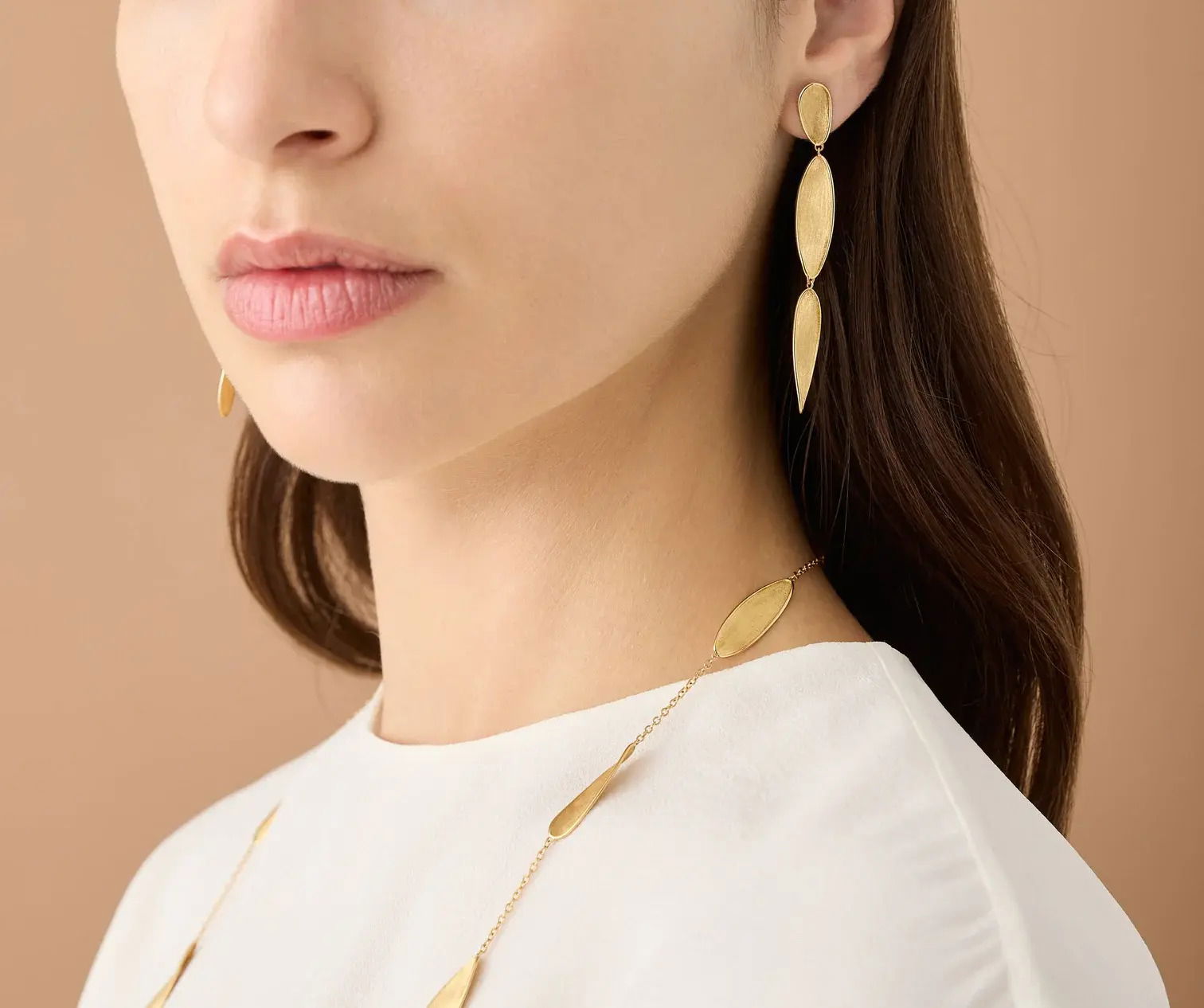 18K Yellow Gold Triple Drop Earrings