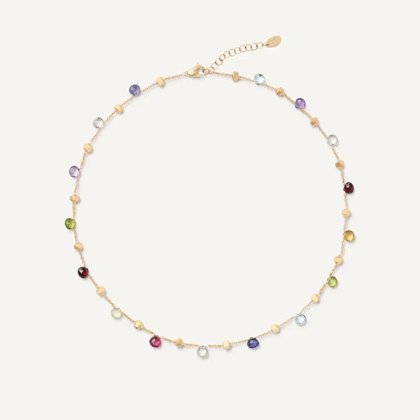 Closeup photo of 18K Yellow Gold Single-Strand Gemstone Necklace