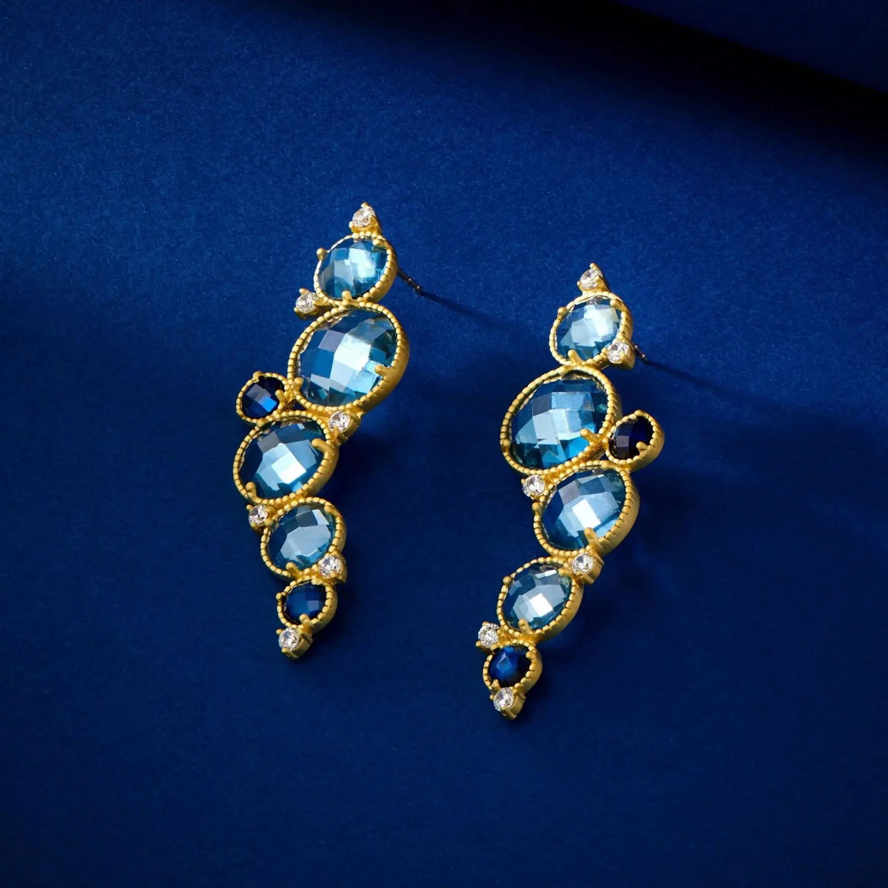 Imperial Blue Cluster Earrings