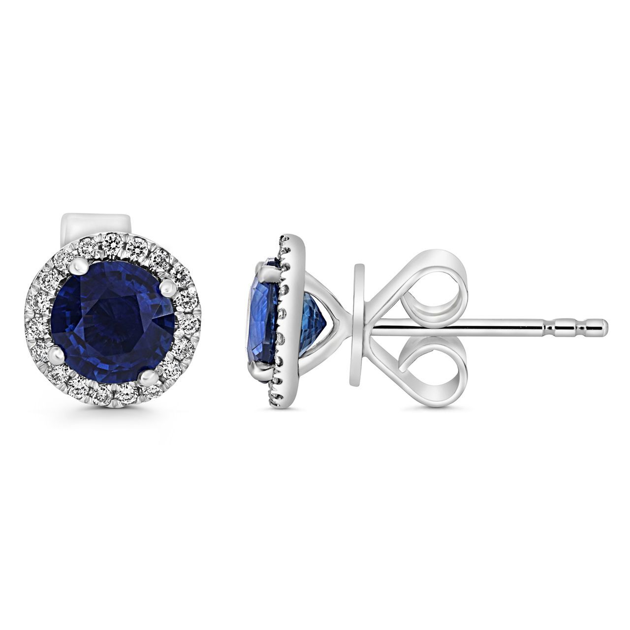 18kw .09ct Diamond 1.08ct Sapphire Studs