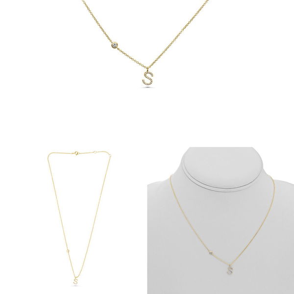 Closeup photo of 14ky S Initial .08ct Diamond Necklace