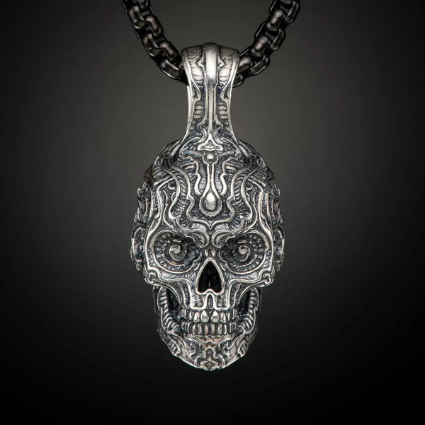 Closeup photo of Cristobal Skull Necklace