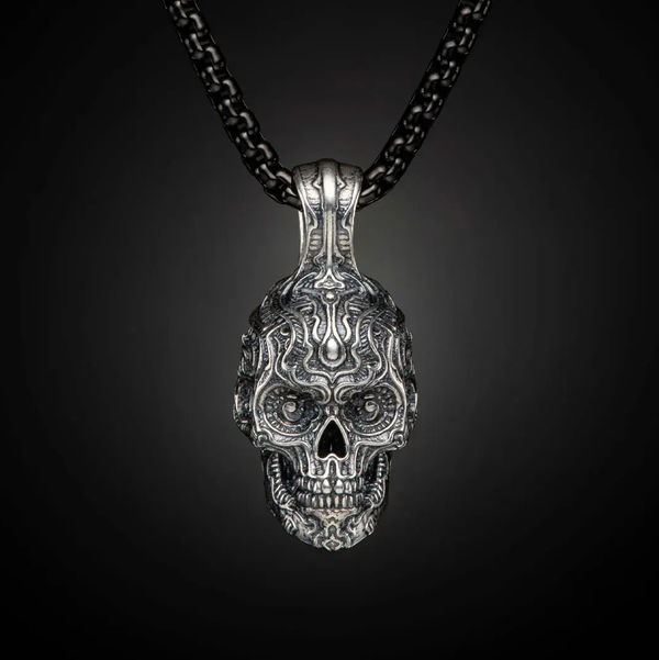 Closeup photo of Cristobal Skull Necklace