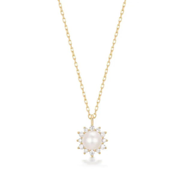 Closeup photo of LISETTE | Pearl with Lab Grown Diamond Accent Necklace