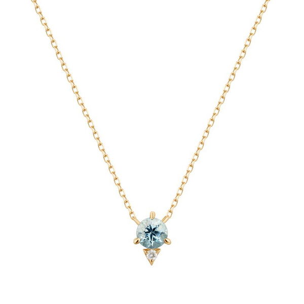 Closeup photo of BECK | Aquamarine And Diamond Necklace