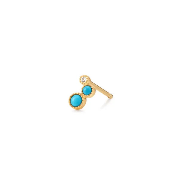 Closeup photo of AMIRA | Turquoise & White Sapphire Waterfall Single Earring