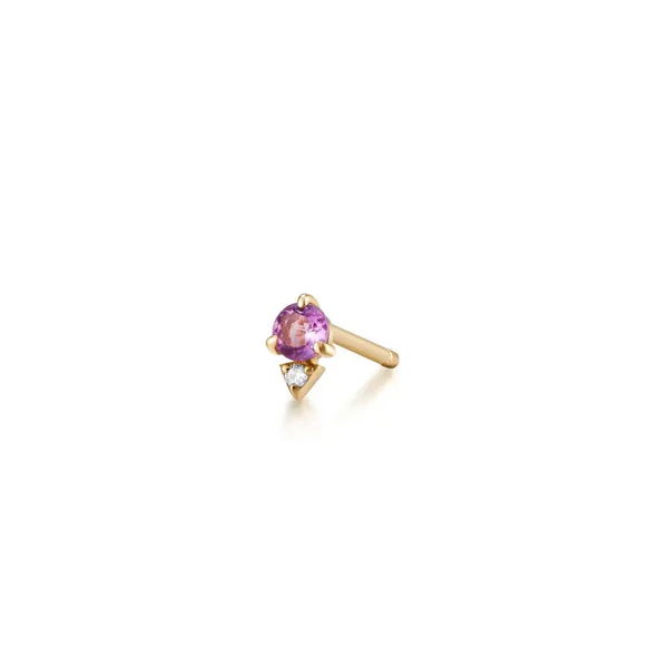 Closeup photo of TIANA | Amethyst and Diamond Single Stud Earring