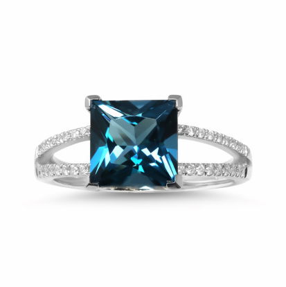 Closeup photo of 14KW .13 DIAMOND RING WITH 2.77 CT LONDON BLUE TOPAZ