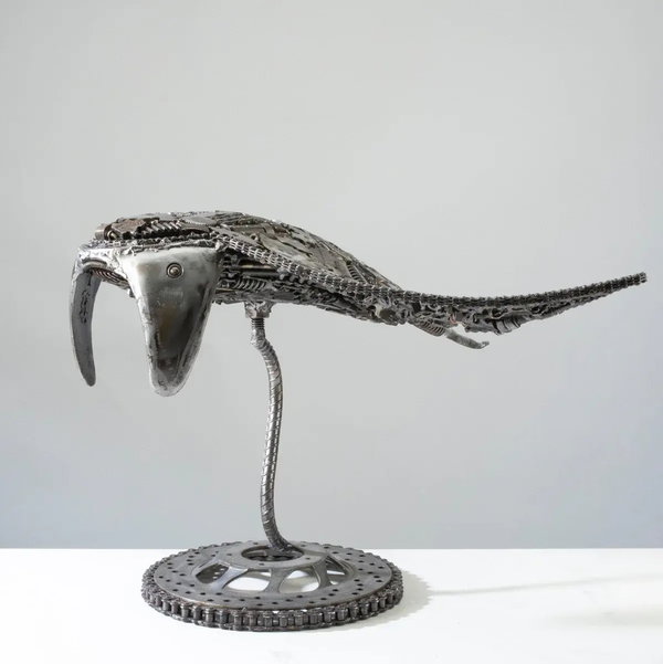 Closeup photo of 25" Manta Ray / Stingray Recycled Metal Art Sculpture