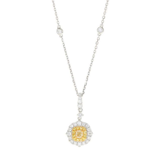 Closeup photo of 14KYW .19CT YELLOW DIAMOND WITH .45CT WHITE DIA NECKLACE
