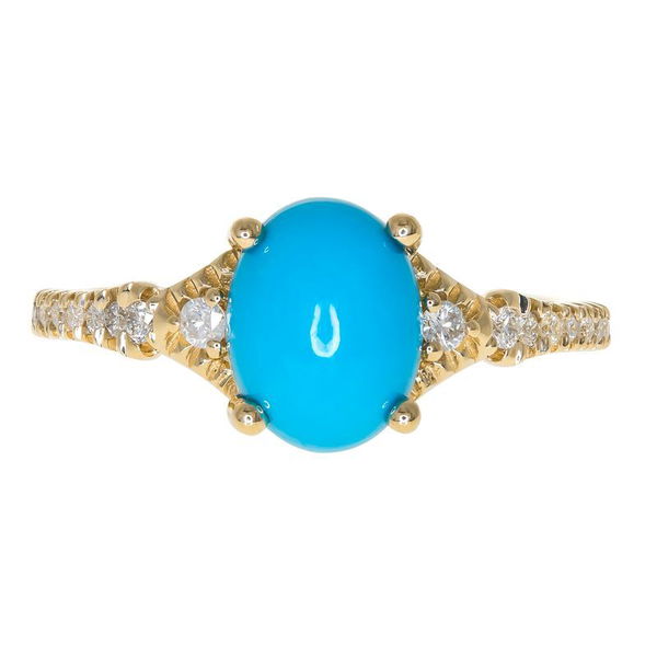 Closeup photo of 14KY 1.69CT TURQUOISE WITH .16CT DIA RING