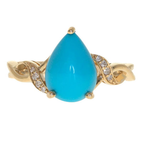 Closeup photo of 14KY 2.31CT TURQUOISE WITH .05CT DIA RING