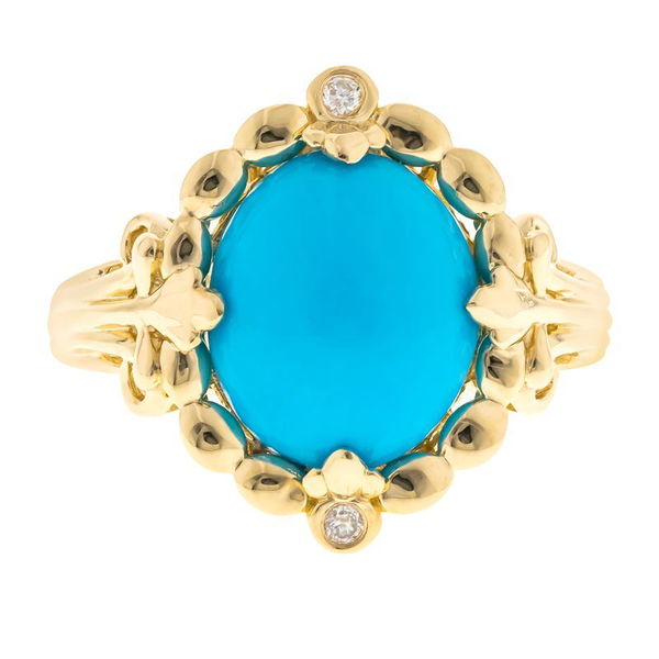 Closeup photo of 14KY 4.24CT TURQUOISE WITH .03CT DIA RING