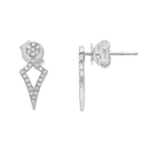 Closeup photo of 14k White Gold .11ct Diamond Studs