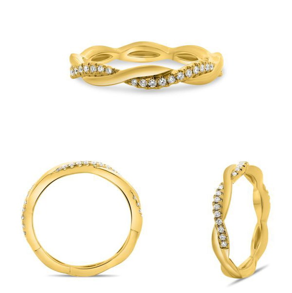 Closeup photo of 14k Yellow Gold .11ct Diamond Twisted Band