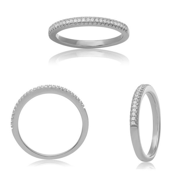 Closeup photo of 14k White Gold .12ct Diamond Band