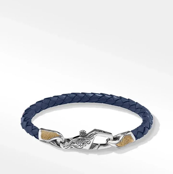 Closeup photo of Leather Classics Sterling Silver & Bronze Leather Bracelet
