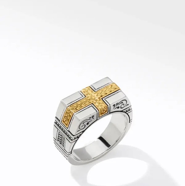 Closeup photo of Laurel Cross Ring