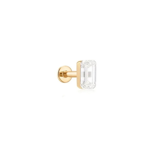 Closeup photo of Baguette Lab Grown Diamond Flatback Stud - .35ct