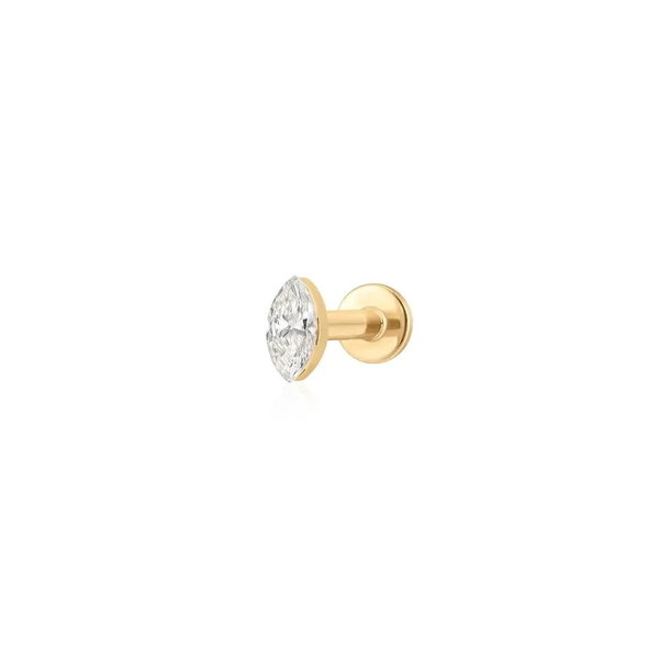 Closeup photo of 0.08ct Marquise Lab Grown Diamond Flatback Stud