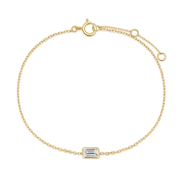 Closeup photo of Bezel-Set Baguette Lab Grown Diamond Bracelet - .32ct
