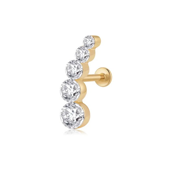 Closeup photo of Graduated Lab Grown Diamond Curve Right Flatback Stud - .638ct