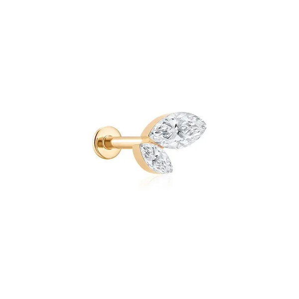 Closeup photo of Graduated Marquise Lab Grown Diamond Left Flatback Stud - .23ct