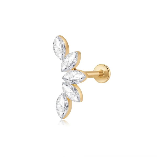 Closeup photo of Lotus Garland Lab Grown Diamond Flatback Stud - .40ct